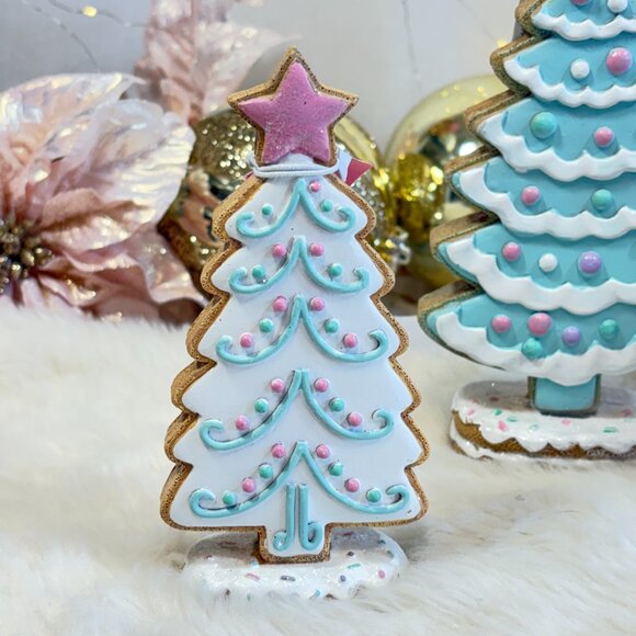 Christmas Mrs. Claus' Bakery Gingerbread  Cookie White Icing Tabletop Tree  6" - Picture 2 of 3
